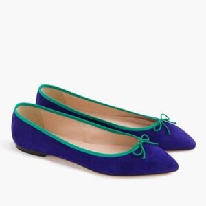 J. CREW Blue and green Gemma contrast suede genuine leather ballet flats 8.5